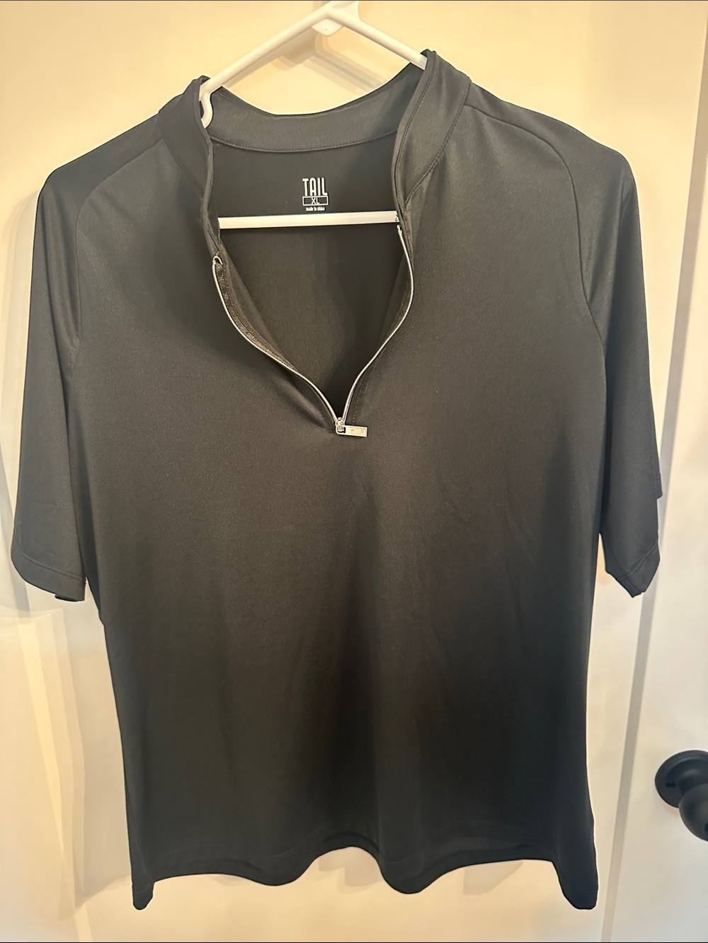 Tail Black Short Sleeve Zip Polo Tee